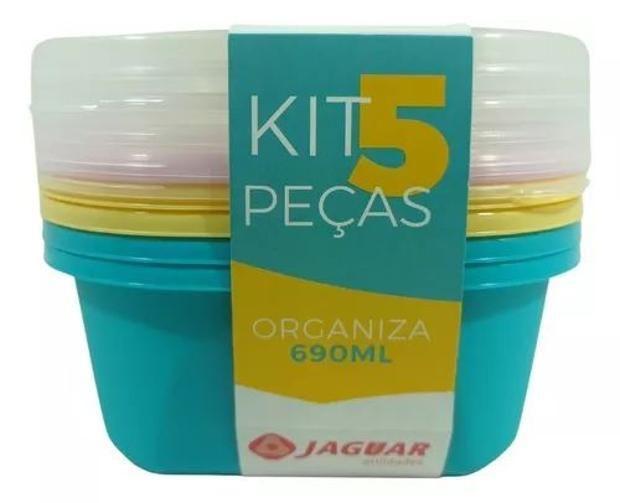 Kit Conjunto Tipo Tapower Com Tampa 690 Ml 5 Peças Jaguar - Pote